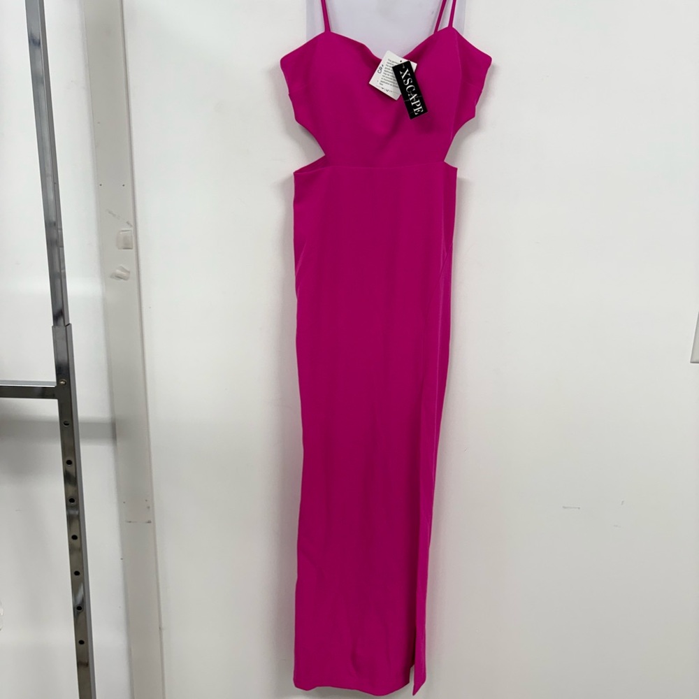 Xscape Pink Bodycon Cocktail Dress with Cut Out and Slit